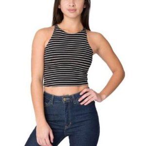 American Apparel Stripe Cotton Spandex Sleeveless Crop Top